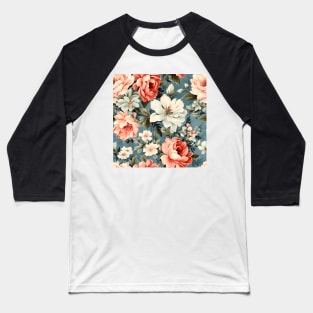 Shabby Chic Flowers Pattern 17 Baseball T-Shirt